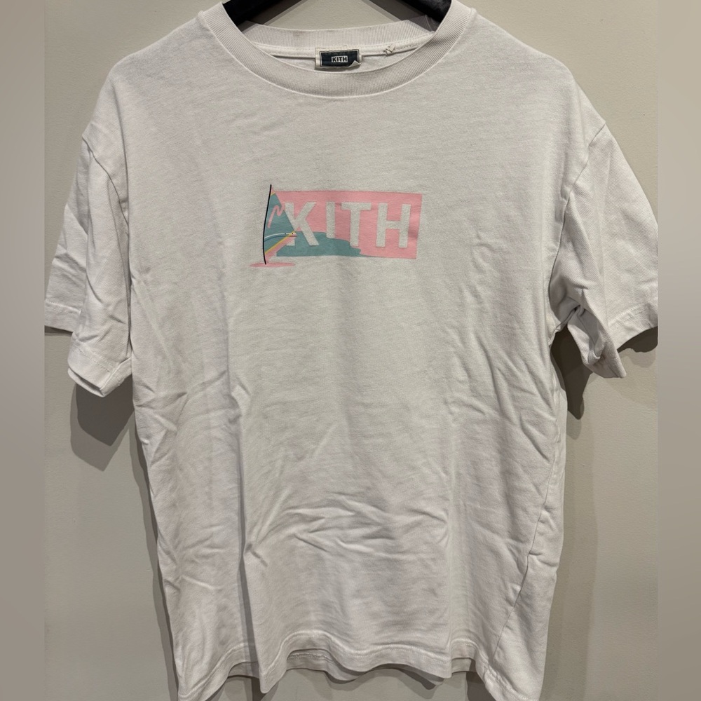Kith White Tee with Pastel Graphic Miami